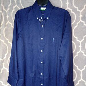 NWT TailorByrd Men's Small Long Sleeve Button Up Performance Shirt Navy Blue
